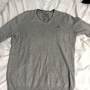 Gray American Eagle V-Neck Sweater